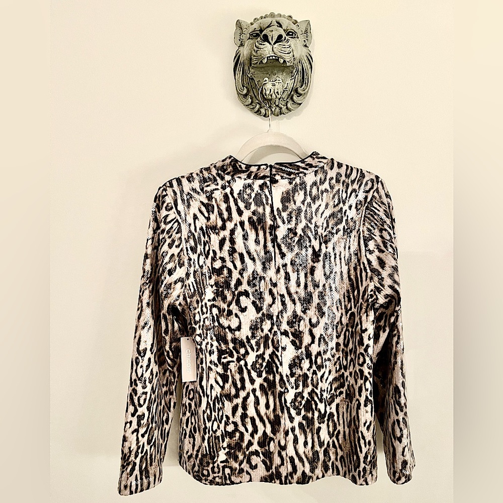NWT Chico’s Cheetah-Print Sequin Top - Picture 9 of 12